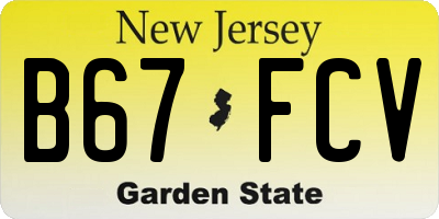 NJ license plate B67FCV