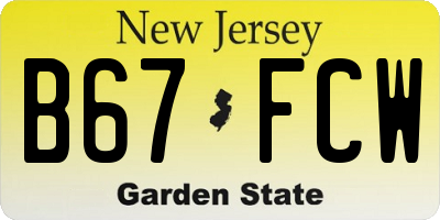 NJ license plate B67FCW
