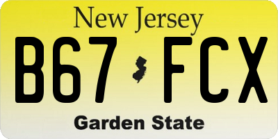 NJ license plate B67FCX