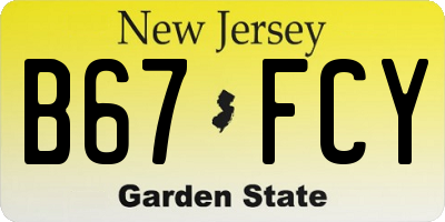 NJ license plate B67FCY