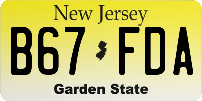NJ license plate B67FDA