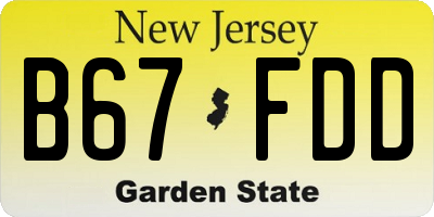 NJ license plate B67FDD
