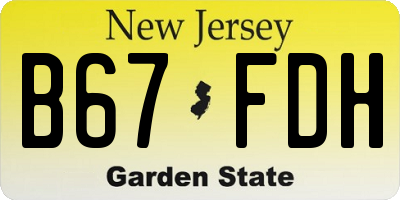 NJ license plate B67FDH