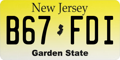 NJ license plate B67FDI