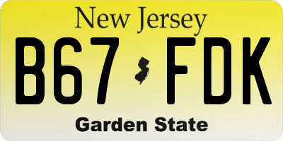 NJ license plate B67FDK