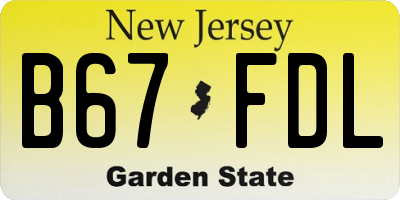 NJ license plate B67FDL