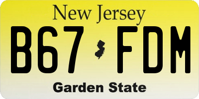 NJ license plate B67FDM