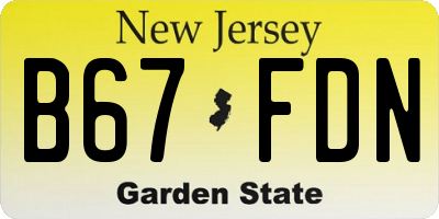NJ license plate B67FDN