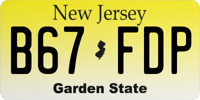NJ license plate B67FDP