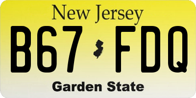 NJ license plate B67FDQ