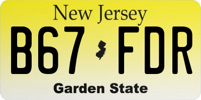 NJ license plate B67FDR