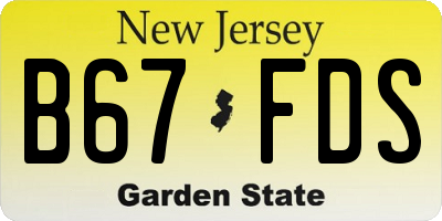 NJ license plate B67FDS