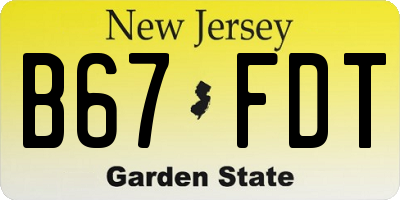 NJ license plate B67FDT