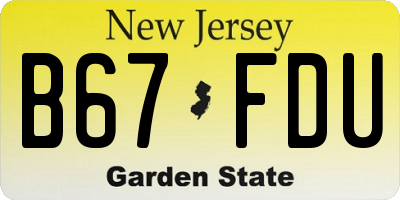 NJ license plate B67FDU