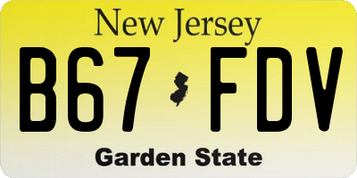 NJ license plate B67FDV