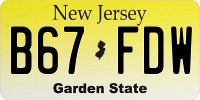 NJ license plate B67FDW
