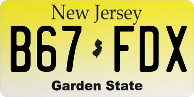 NJ license plate B67FDX