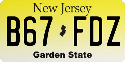 NJ license plate B67FDZ