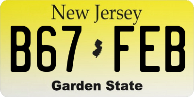 NJ license plate B67FEB
