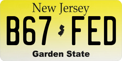 NJ license plate B67FED