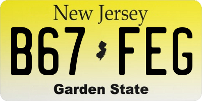 NJ license plate B67FEG