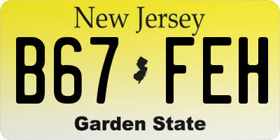 NJ license plate B67FEH