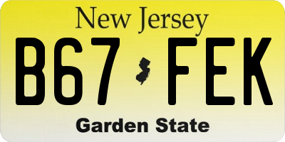 NJ license plate B67FEK