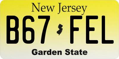 NJ license plate B67FEL