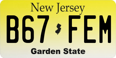 NJ license plate B67FEM