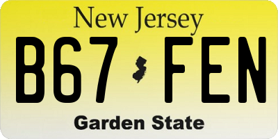 NJ license plate B67FEN
