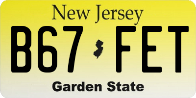 NJ license plate B67FET