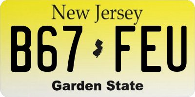 NJ license plate B67FEU