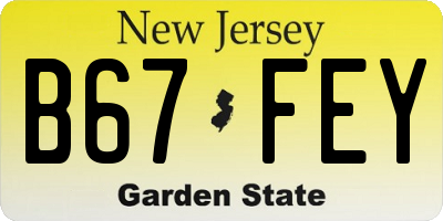 NJ license plate B67FEY