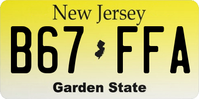NJ license plate B67FFA