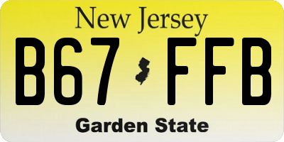 NJ license plate B67FFB