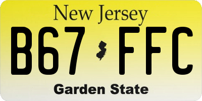 NJ license plate B67FFC