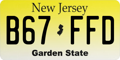 NJ license plate B67FFD
