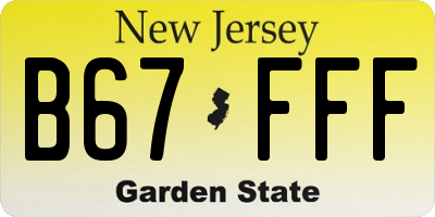 NJ license plate B67FFF
