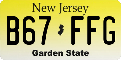 NJ license plate B67FFG