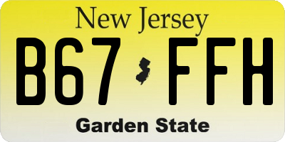 NJ license plate B67FFH