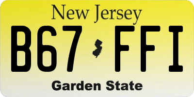 NJ license plate B67FFI