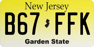 NJ license plate B67FFK