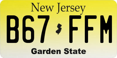 NJ license plate B67FFM