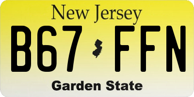NJ license plate B67FFN