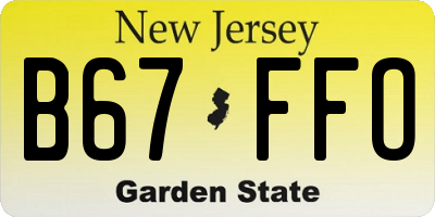 NJ license plate B67FFO