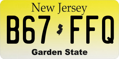 NJ license plate B67FFQ