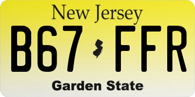 NJ license plate B67FFR