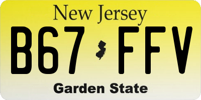 NJ license plate B67FFV