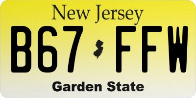 NJ license plate B67FFW