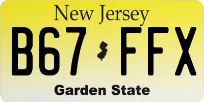 NJ license plate B67FFX